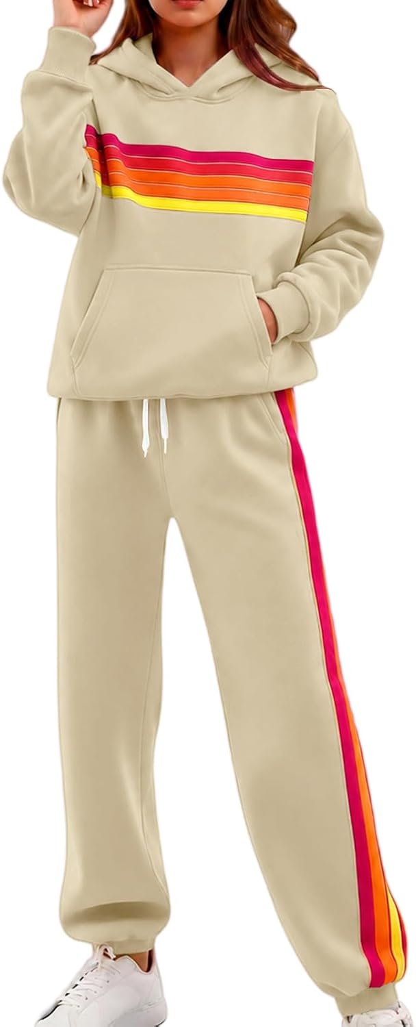 Weinexra Rainbow Striped Sweatsuit Sets