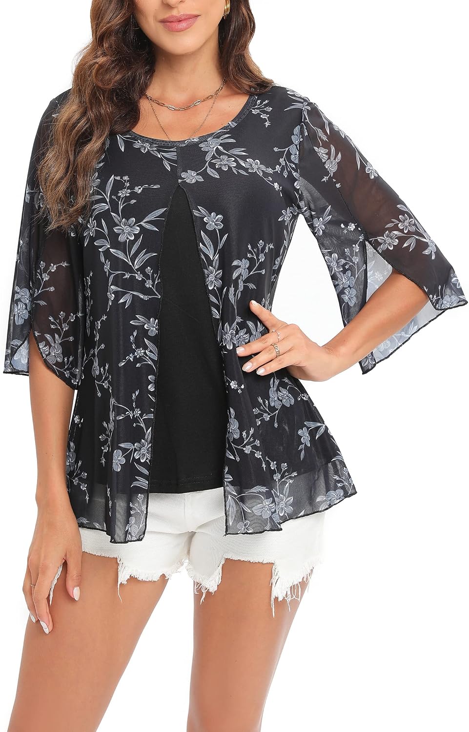 Floral Mesh Blouses
