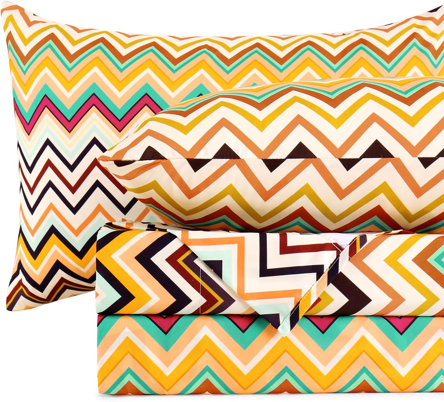 Retro Neon Chevron King Sheets