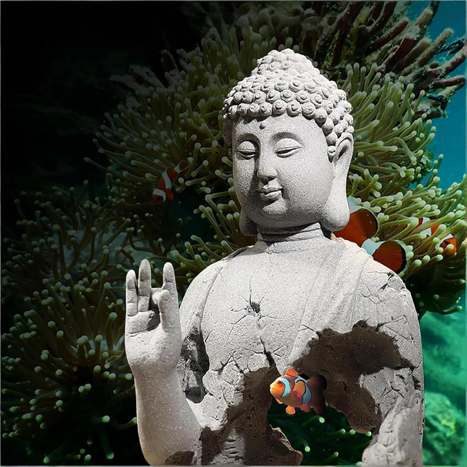 Qifuyeah Buddha Statue Aquarium Decorations