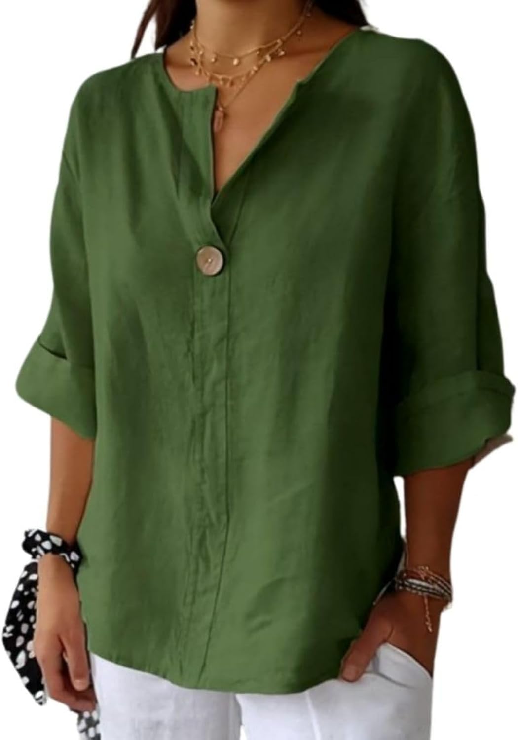 TERIVEEK Linen Button-Down Shirts