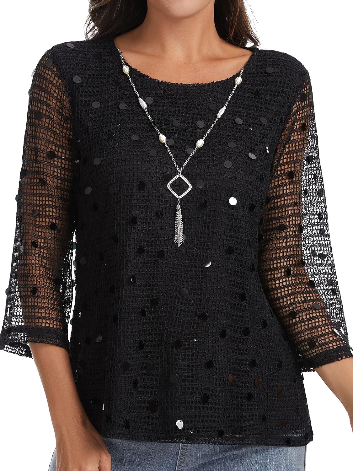 Women's Crochet Tops Black