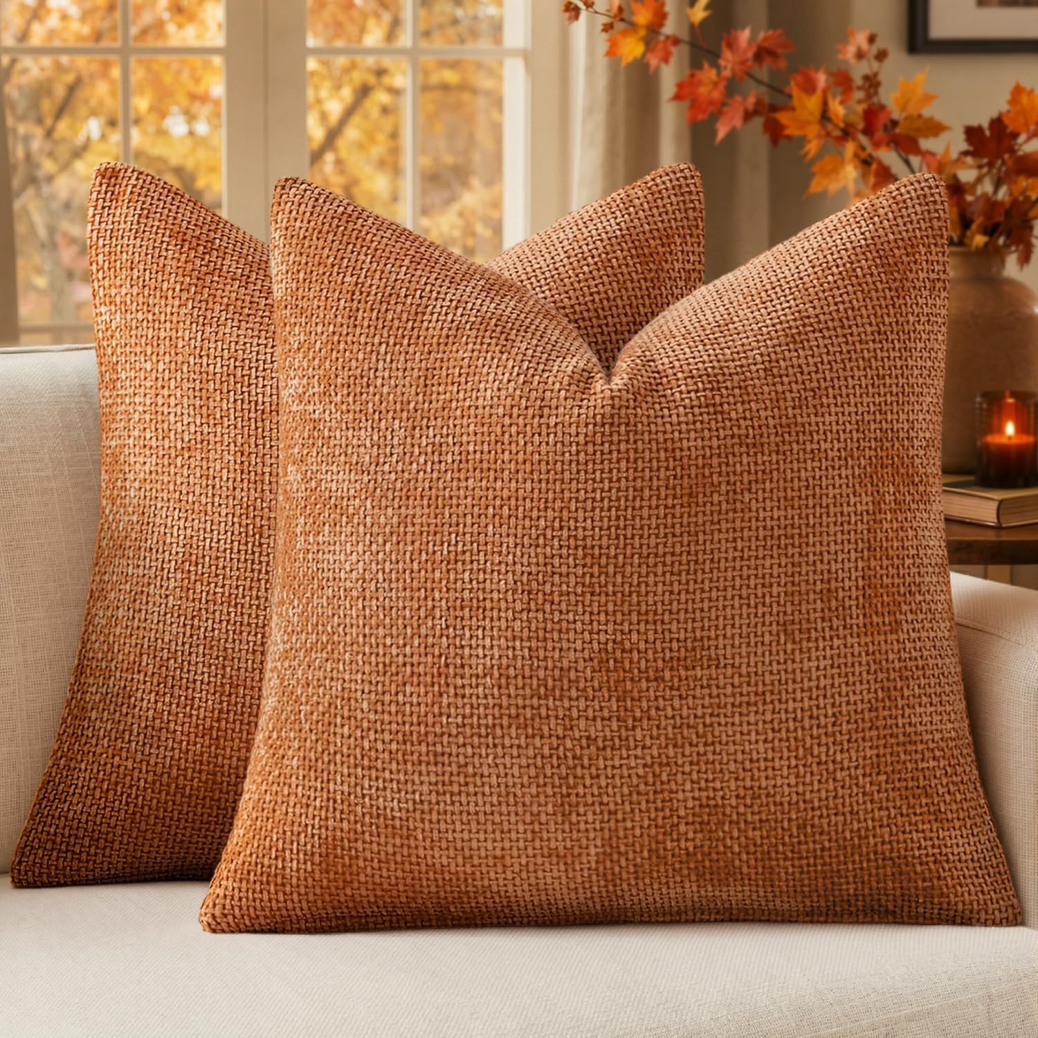MIULEE Orange Throw Pillow Covers