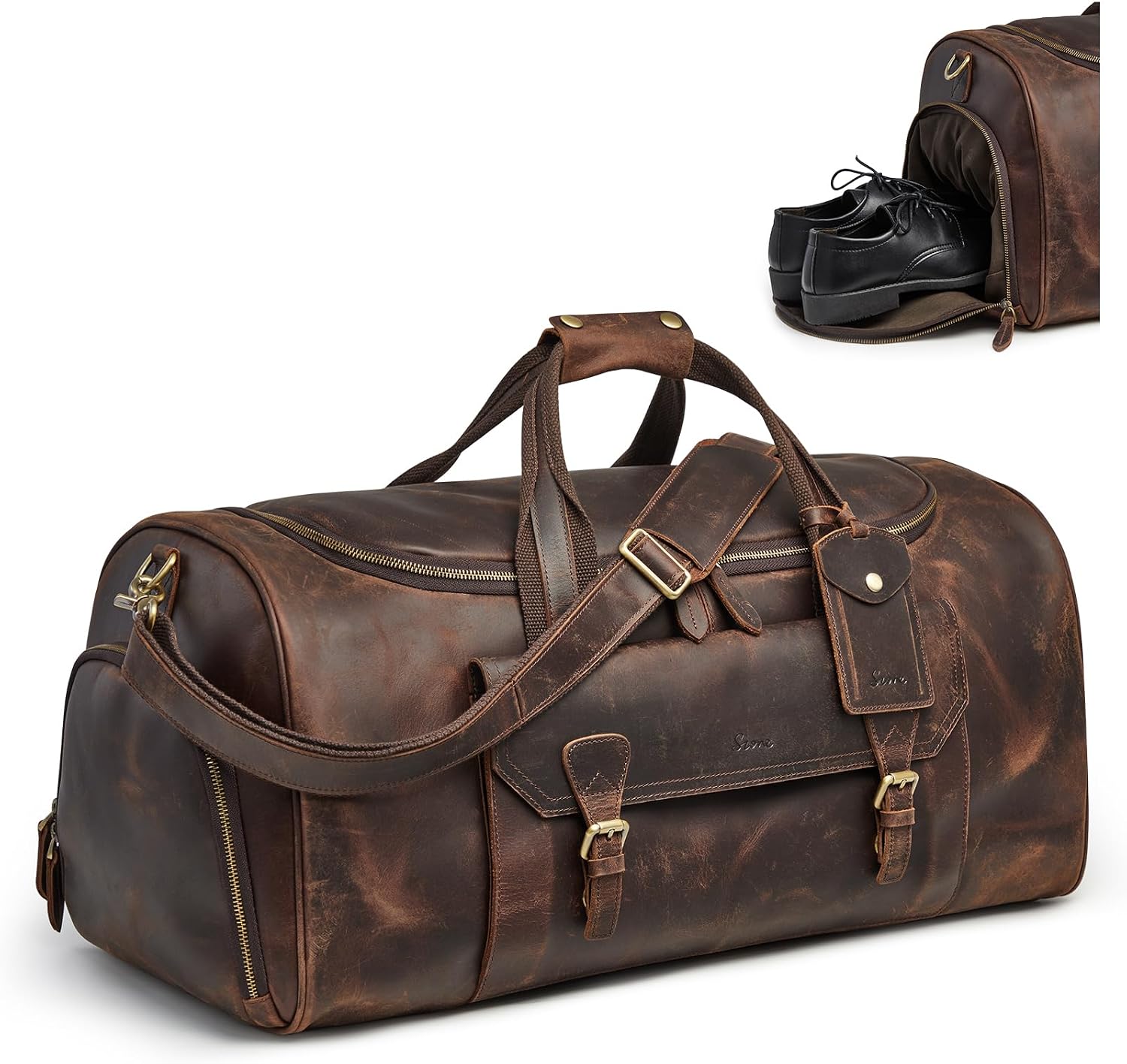 S-ZONE Leather Travel Duffles