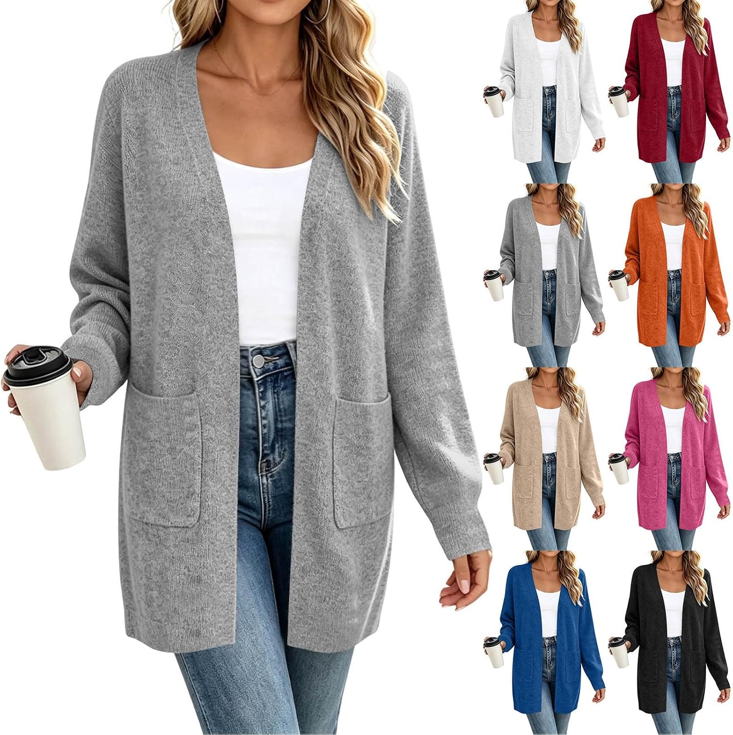 Trendy Knit Cardigans with Pockets