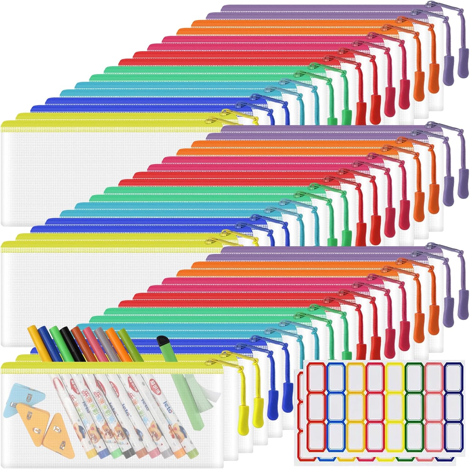 YOPCDJ Mesh Zipper Pouches (48 Pack