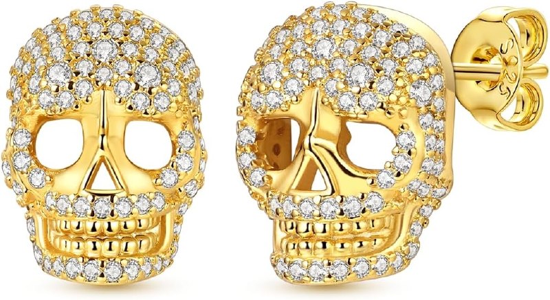925 Sterling Silver Stud Earrings Halloween Skull Earring for Women