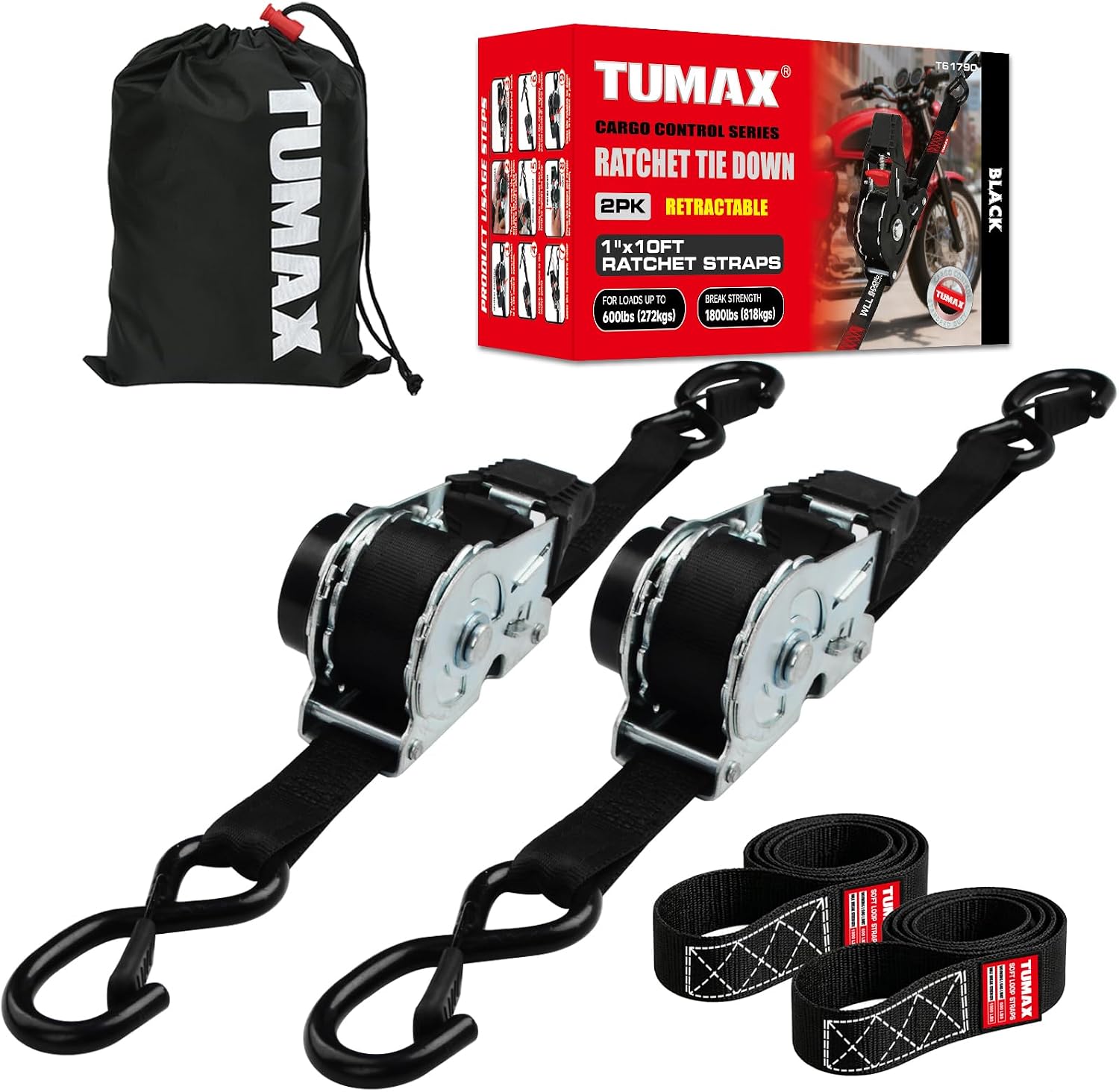 Black Retractable Tie Downs