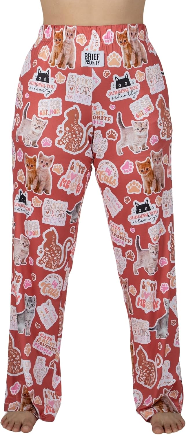 Brief Insanity Cat Print Pajama Pants
