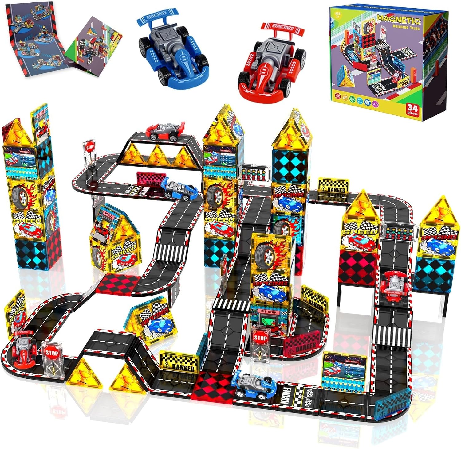 Magnetic Tile Road Race Sets