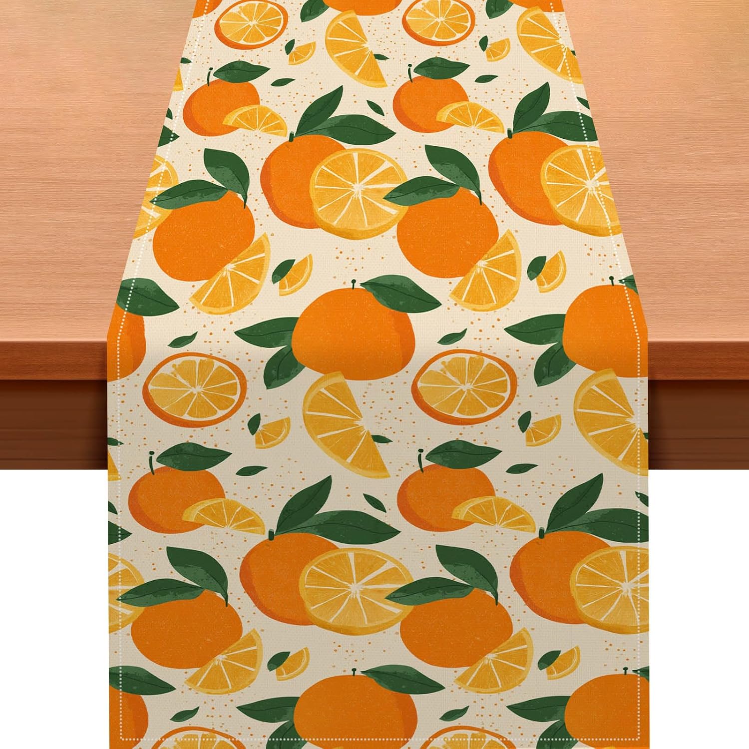 HOMETITUTE Orange Lemon Table Runner Citrus Decor 13 x 72 Inch Burlap