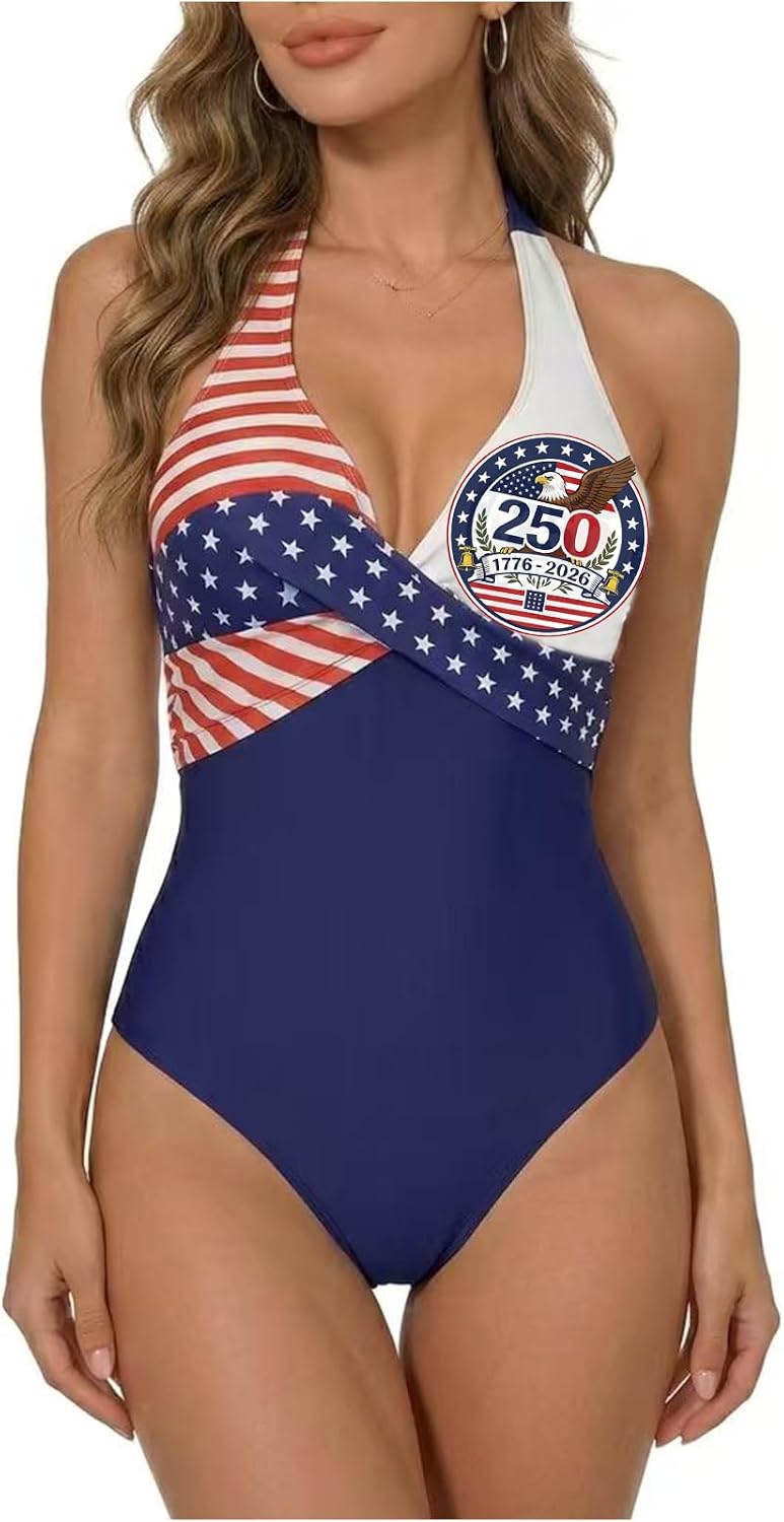 Patriotic Halter One Piece Swimsuits