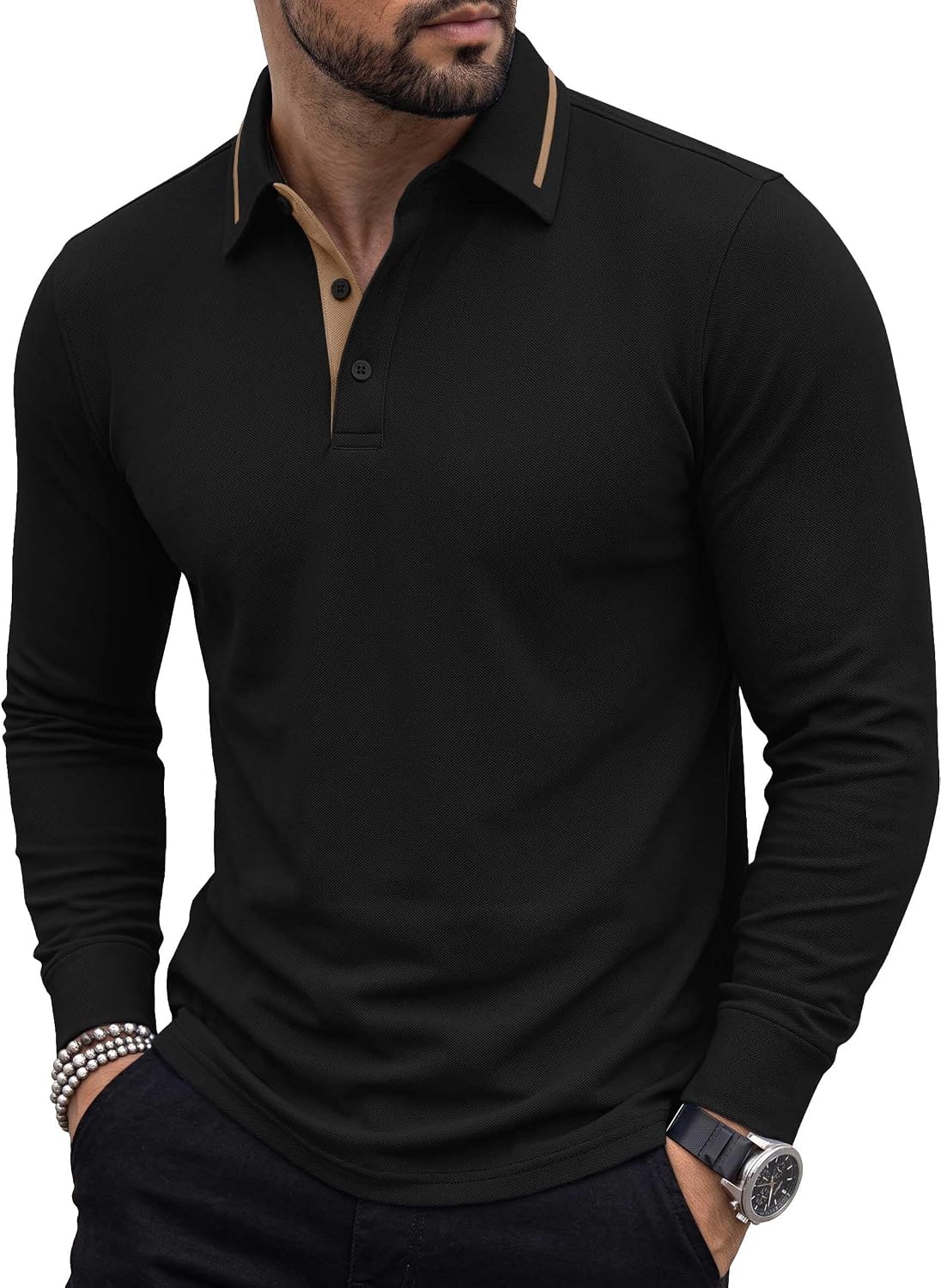 Askdeer Long Sleeve Polo Shirts