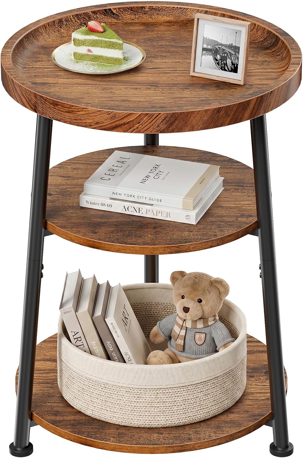 Rustic Brown Round Side Tables