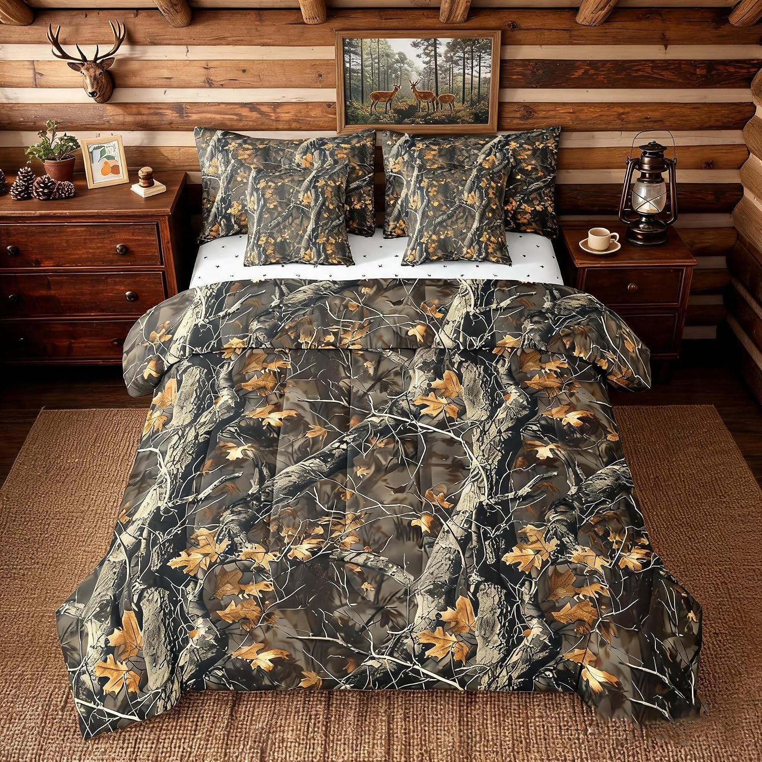 Feelyou Camo Comforter Set 7 Piece Queen Size for Kids Boys Girls