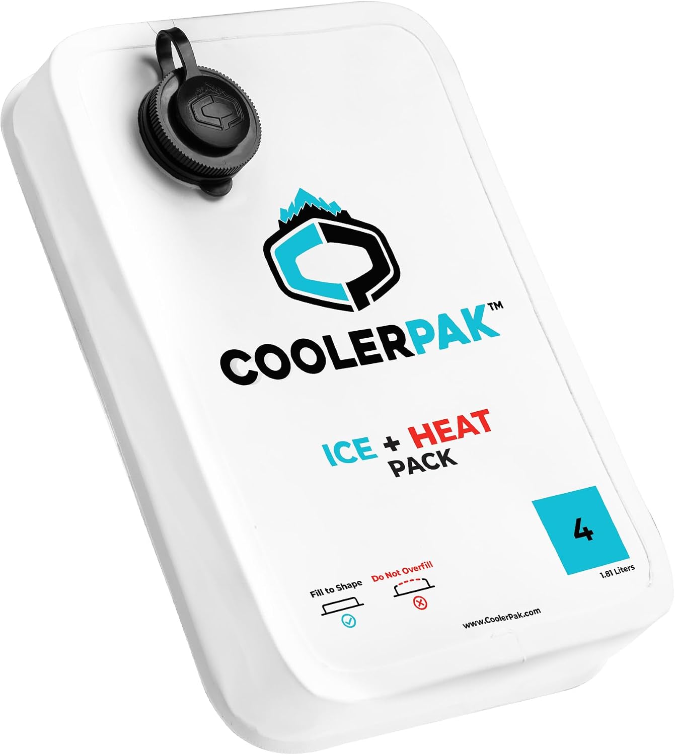 CoolerPak 4lb Refillable Reusable Ice Pack – Hook & Loop Fastener - Cold for Days – Non-Toxic, Leakproof, Suitable for Potable Drinking Water & Cold Plunge – Built Tough, Roll Up for Easy Storage