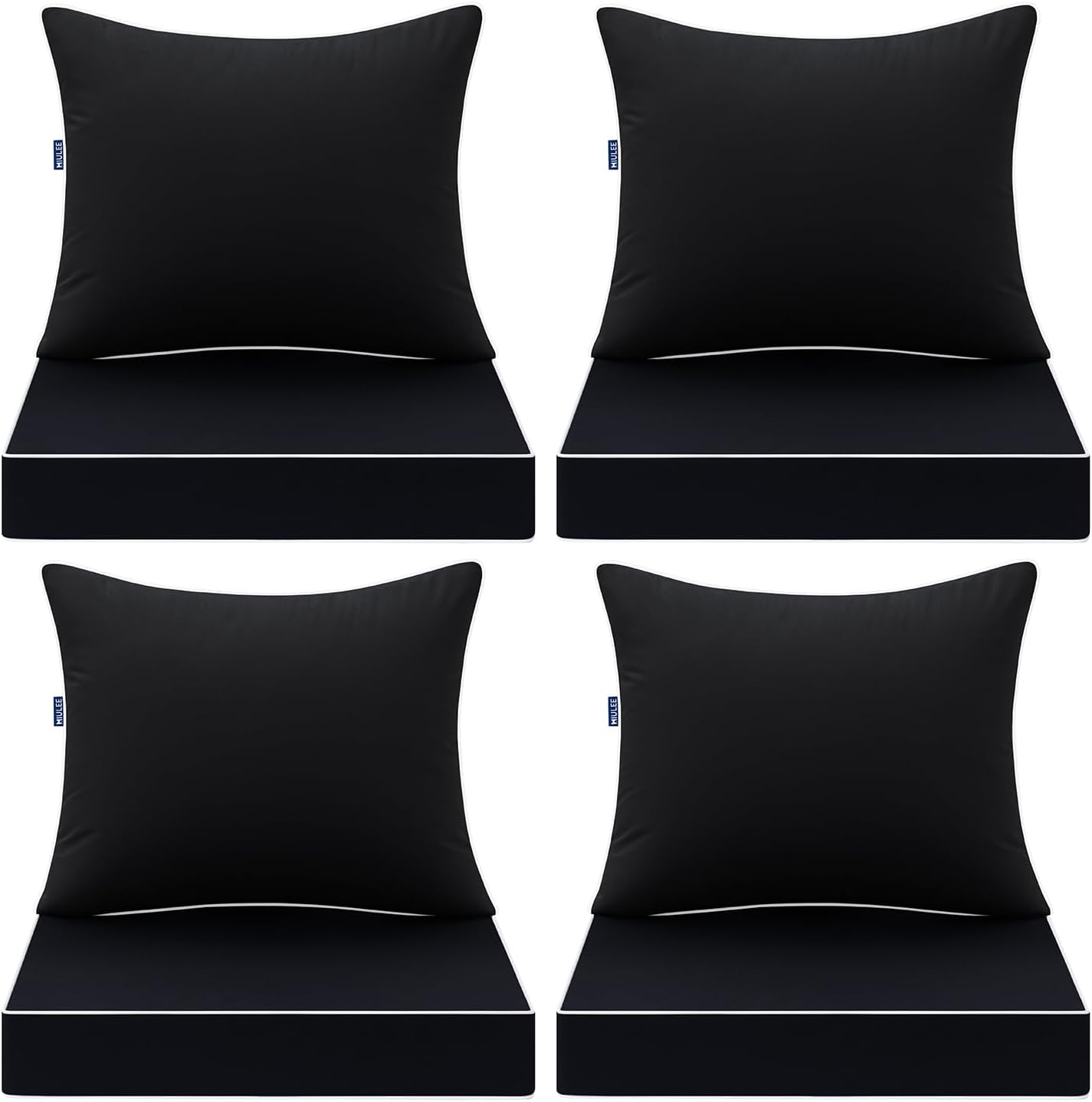 MIULEE Black Outdoor Seat Cushions