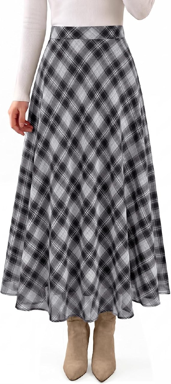 Dowerme Plaid Maxi Skirts