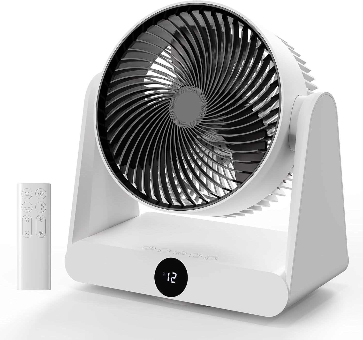 DUOMIY 3D Oscillation Air Circulator Fan with Remote, 12000mAh Battery Operated Cordless Desk Fan, 20dB Whisper Quiet Table Fan for Bedroom Home Office, 12 Speeds, 12H Timer, 650 CFM Powerful Airflow