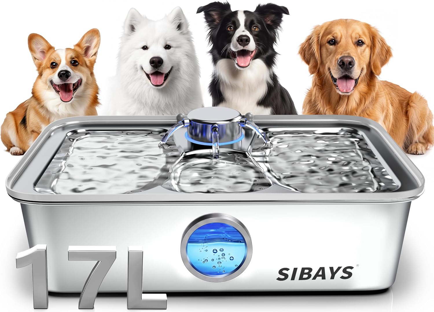 SIBAYS Stainless Steel Dog Water Fountains