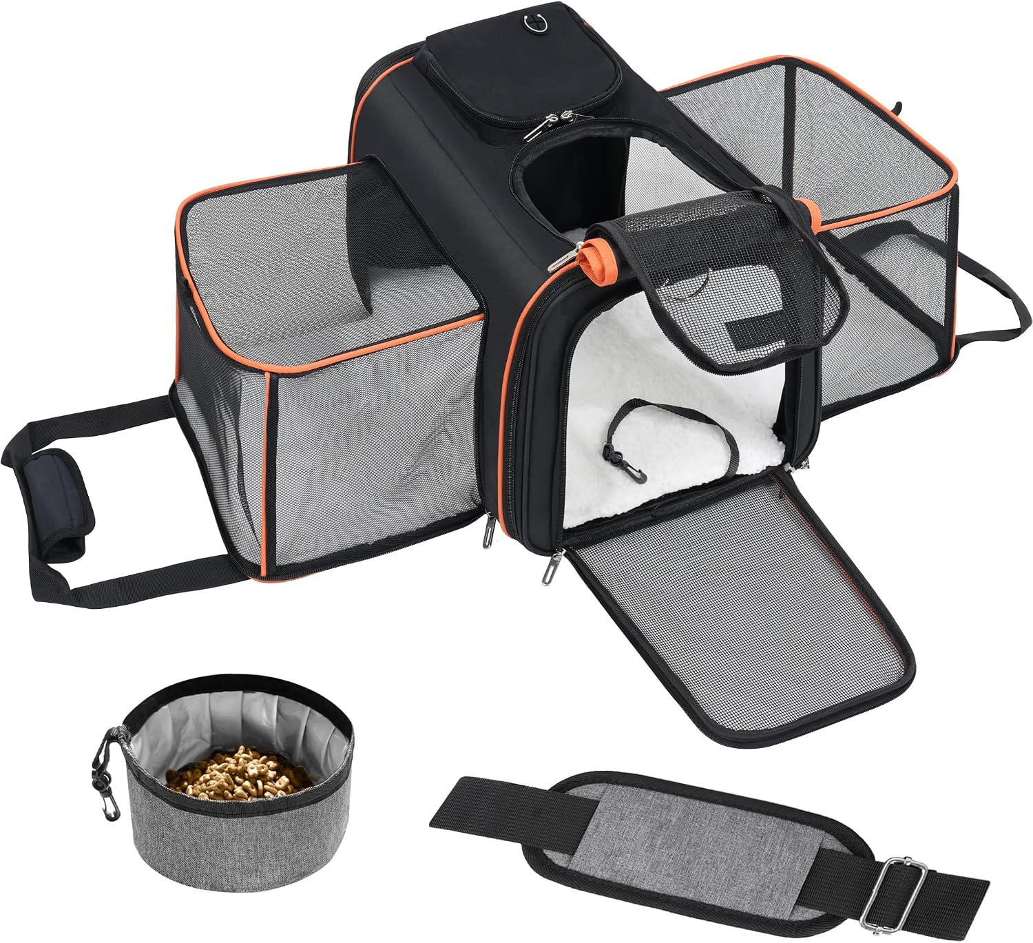 Cat Carrier,Portable Pet Carrier Bag for Cats and Small Dogs,Foldable Soft-Sided and Scratch-Proof mesh Cat Bag Pet Carriers,Airline Approved Pet Carrier,Pet Travel Carrier Up to 15 Lbs,Black