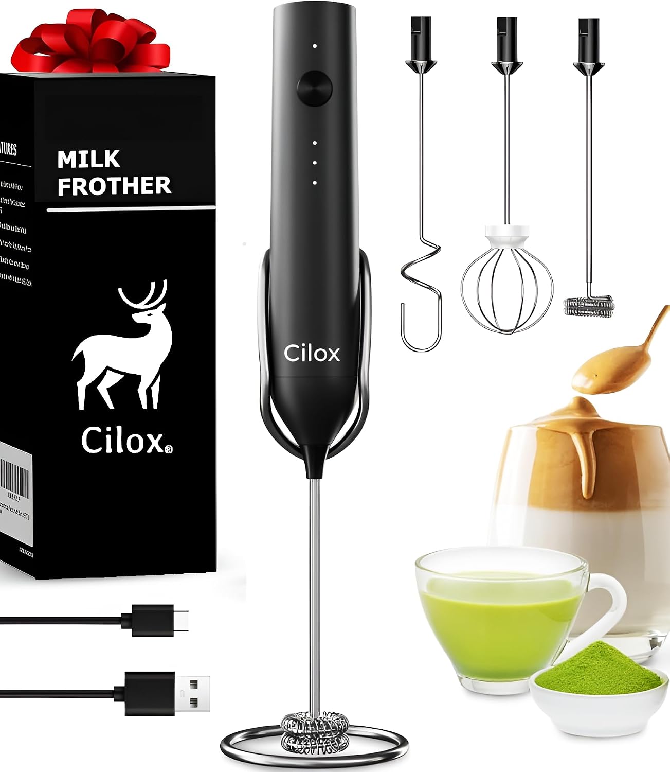 Rechargeable Milk Frothers with Stands