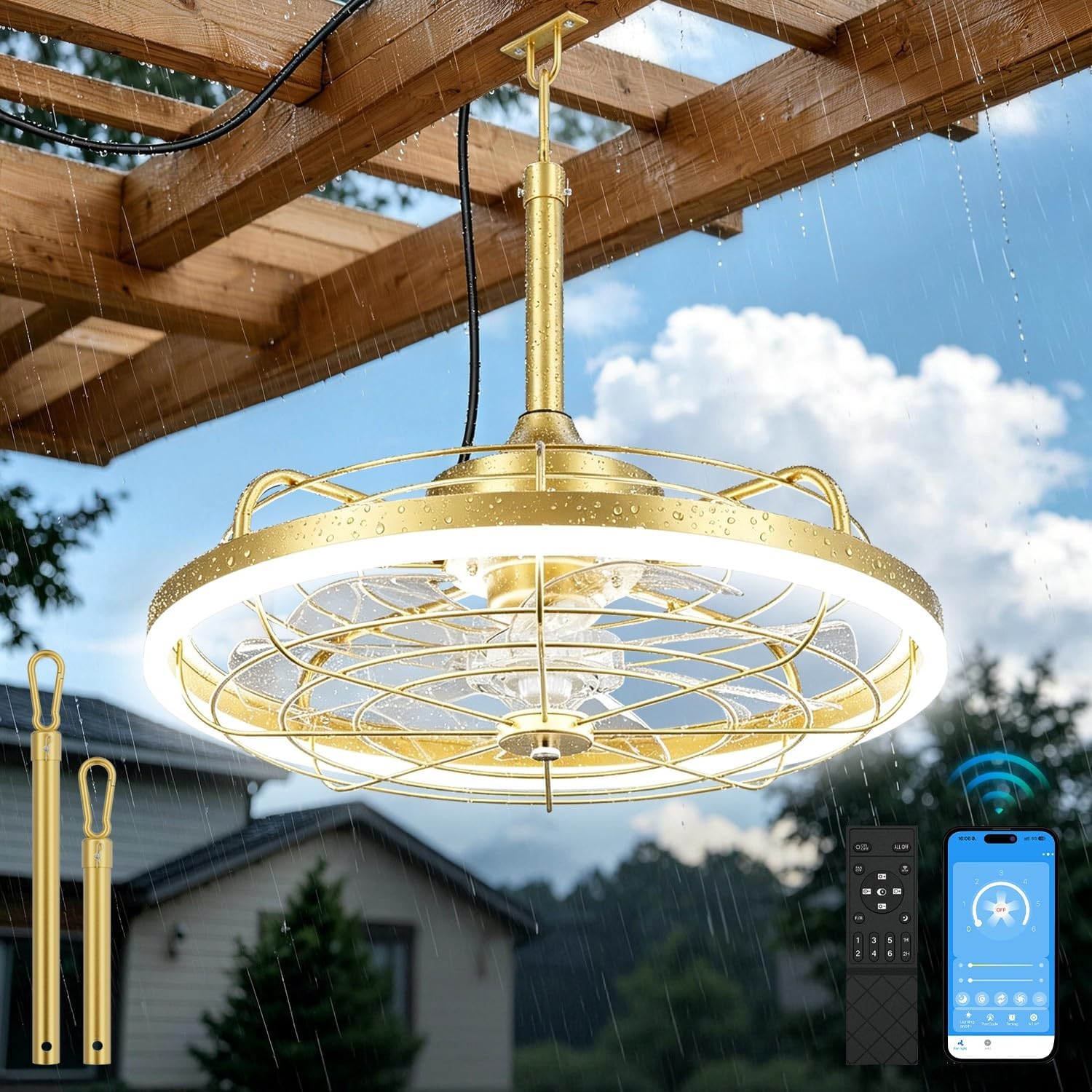 Lundwa Outdoor Ceiling Fans with Light