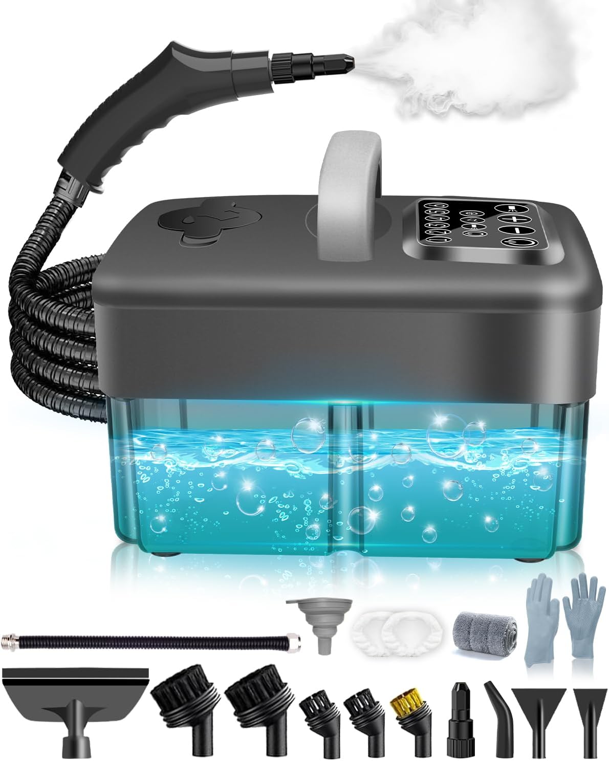 Steam Cleaner for Home - 1600ML Water Tank 15s Heat-Up Portable Steamer for Cleaning, 6 Level Adjustable, 2500W, 45PSI, 250 F Steam, Handheld Steam Cleaner for Car Detailing, Grease, Tile,Gr