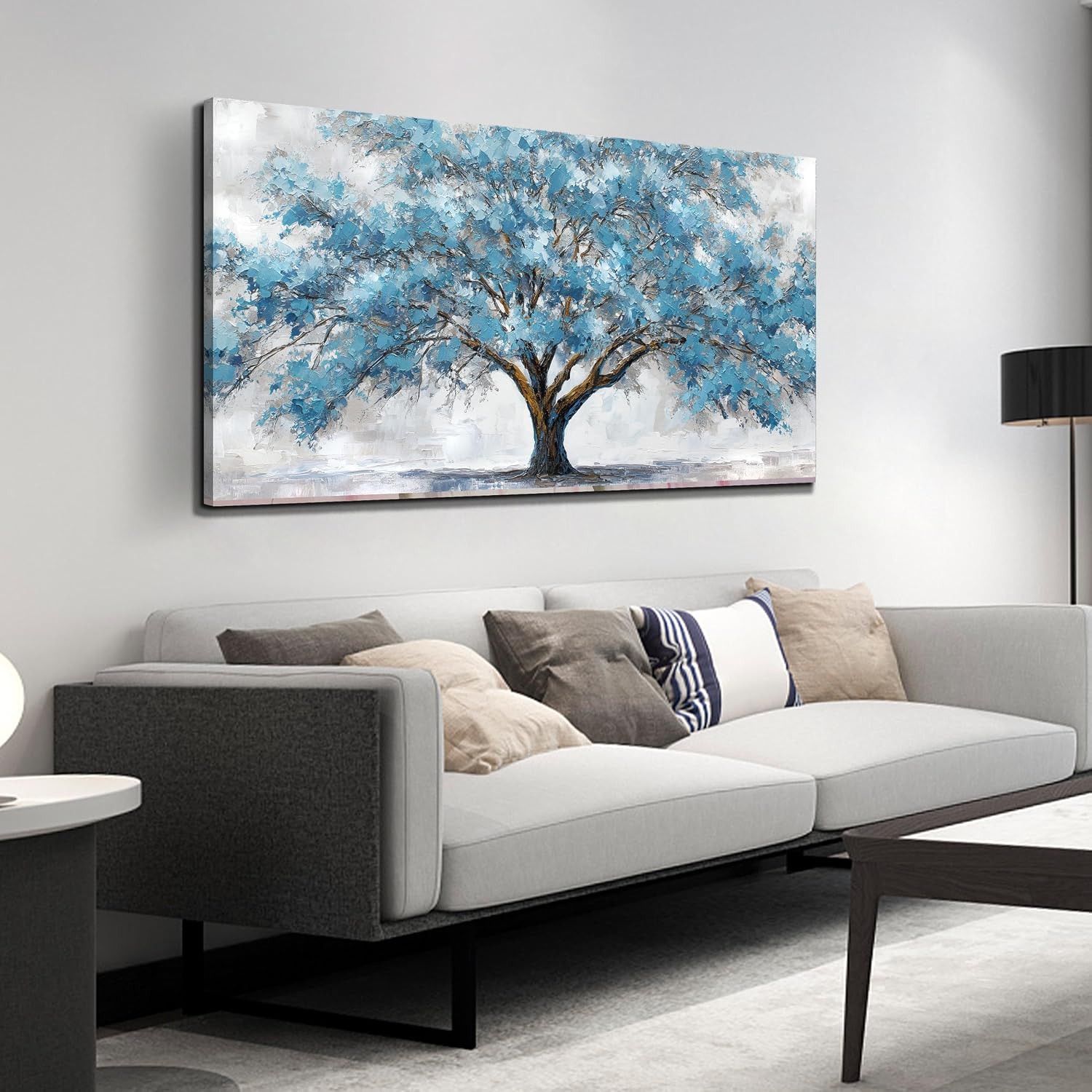 JuhaiArt Teal Tree Wall Arts