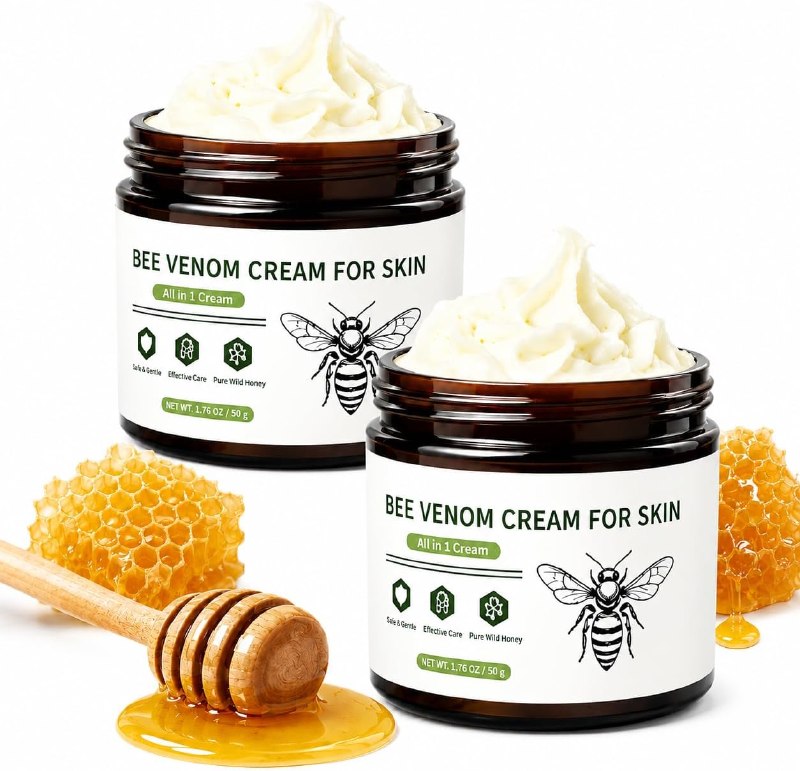 Bee Venom Cream - 2 Packs Ampoule Cream for Joint Long-Lasting Hydrating for Face Whole Body Strength Muscle, Natural Bee Wax Honey Lotion Gentle Formula for All Skin Types Men Women