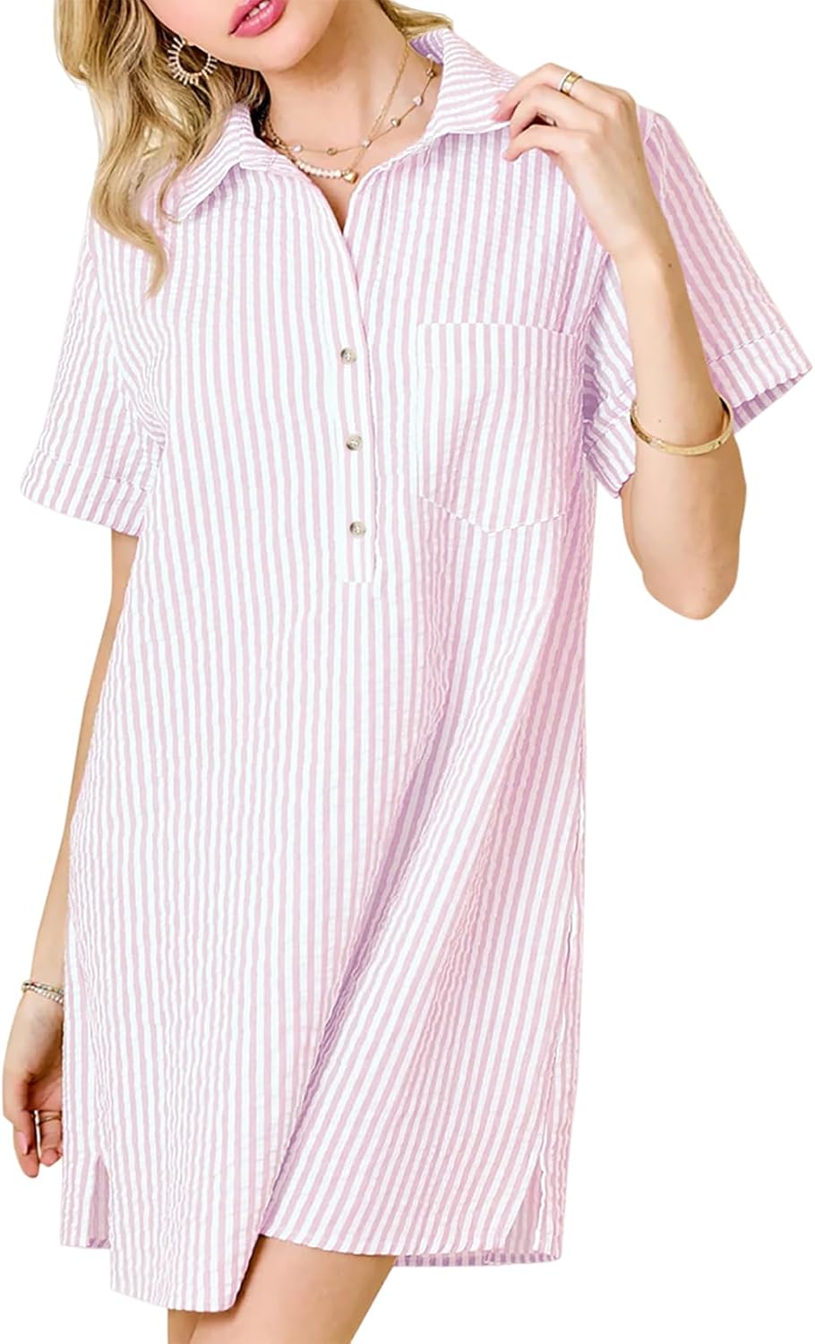 Chicyoo Striped T-Shirt Dresses
