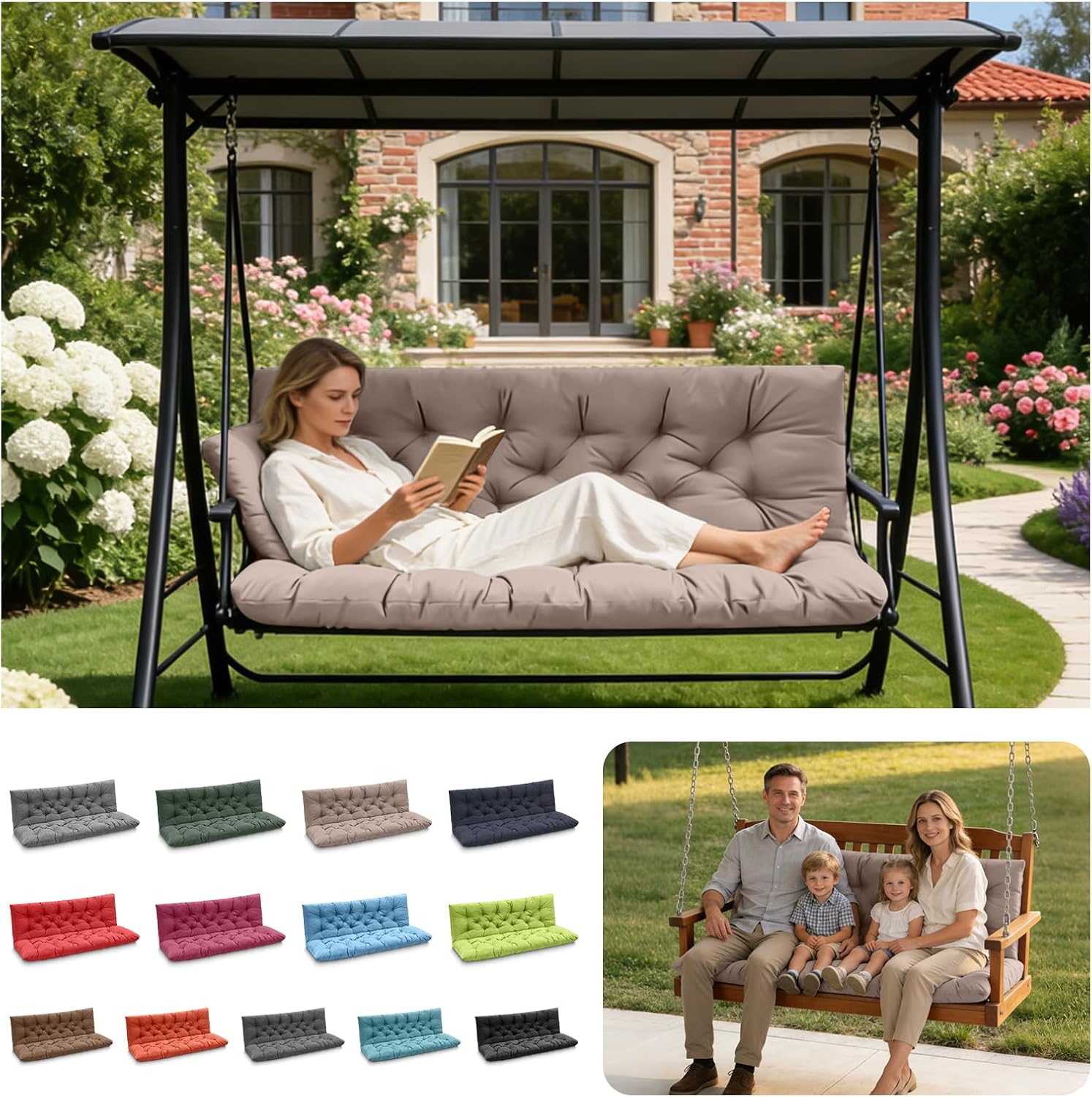 Porch Swing Cushions (Khaki