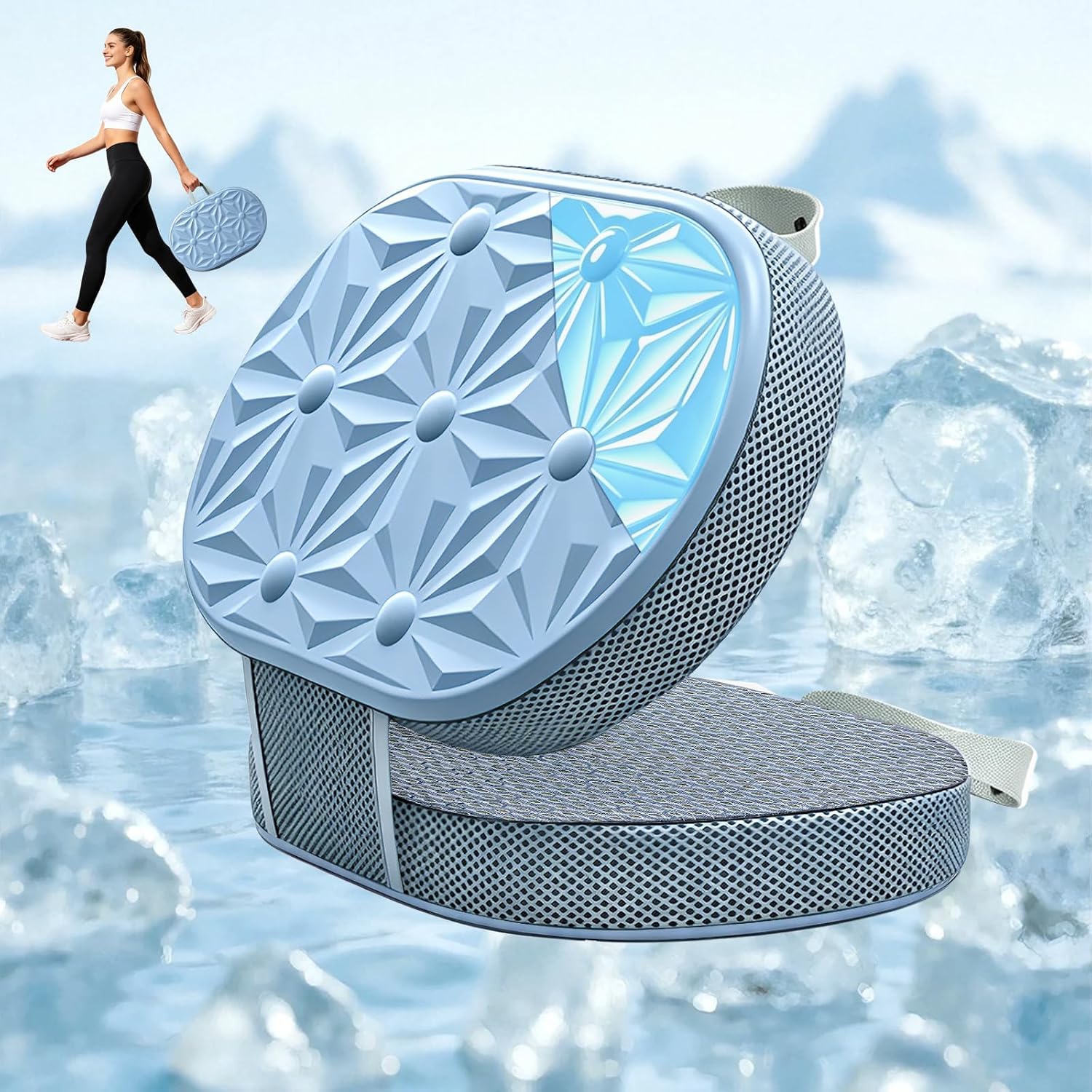 Foldable Cooling Gel Memory Foam Seat Cushion for Outdoor & Stadium Use