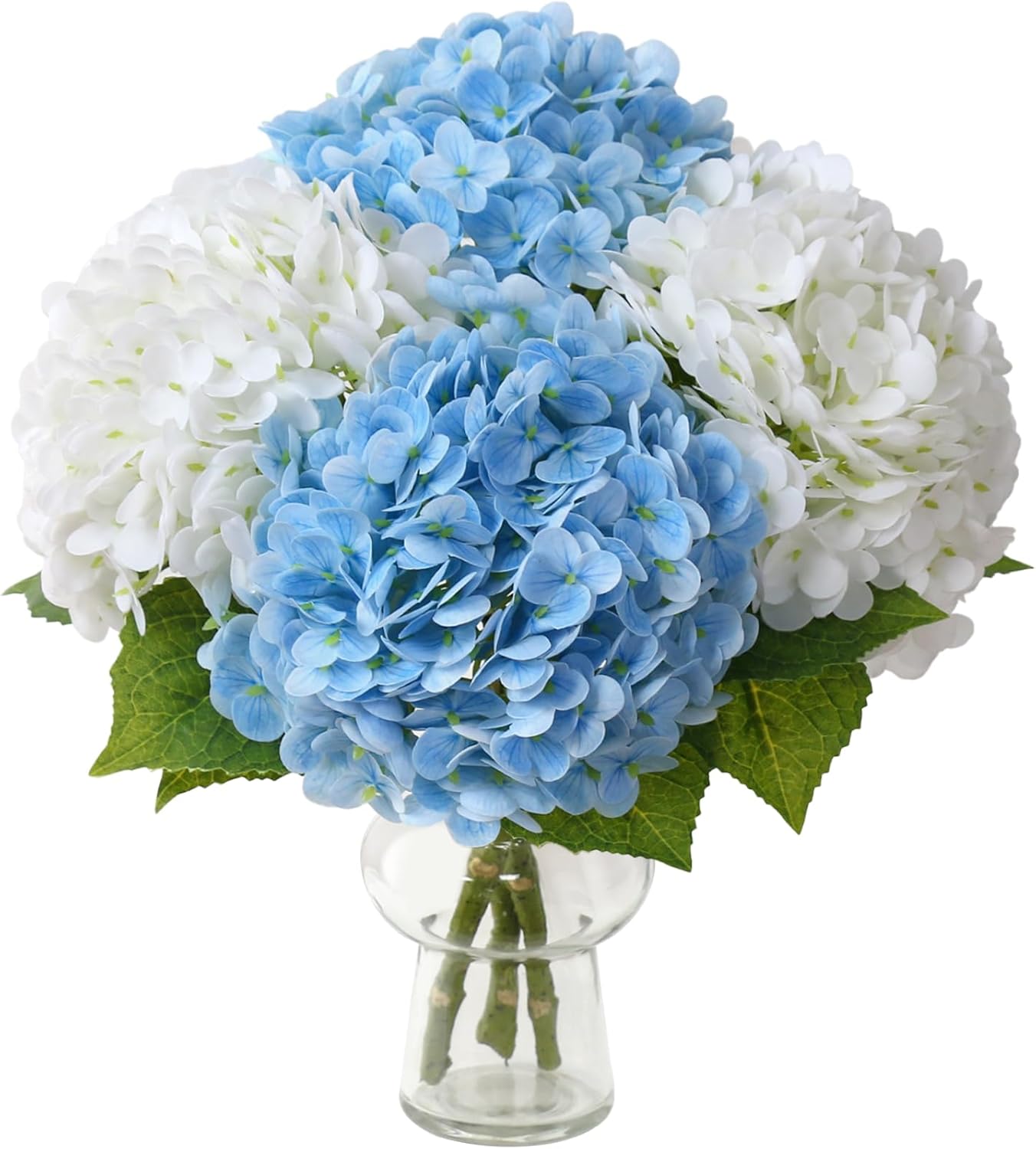Hydrangea Artificial Flowers,4 Pcs Real Touch Hydrangea Flowers with 3 Pcs Butterflies for Centerpiece Table Decorations,Floral Arrangements for Coffee Table Decor Living Room Decor