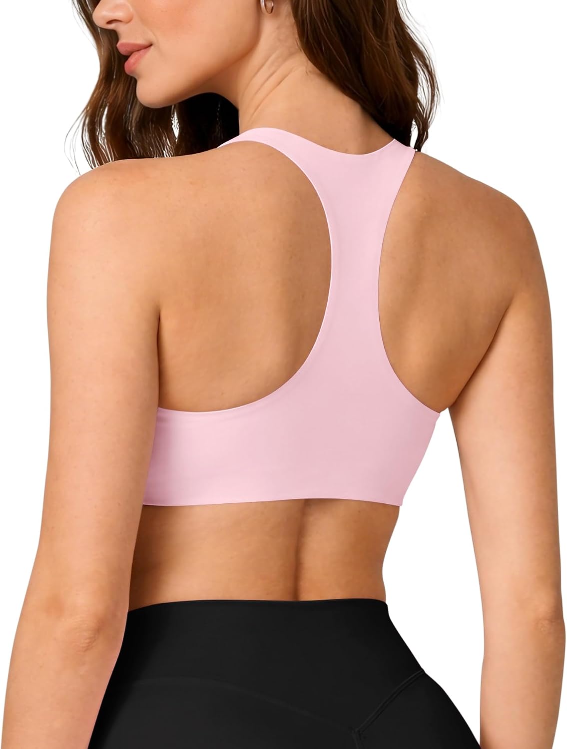 Racerback Sports Bras for Women Wireless Padded Buttery Soft Bra Workout Gym Yoga Top with Removable Cups