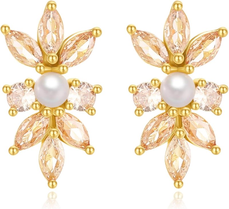 FENBORY Champagne Cubic Zirconia Stud Earrings