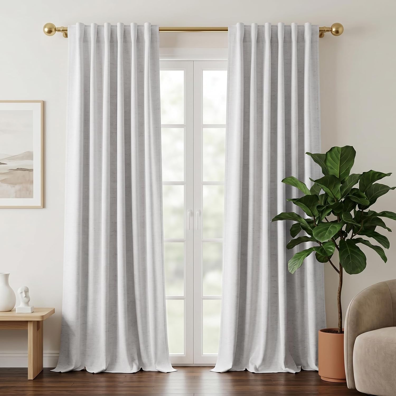 Off White Linen Blackout Curtains