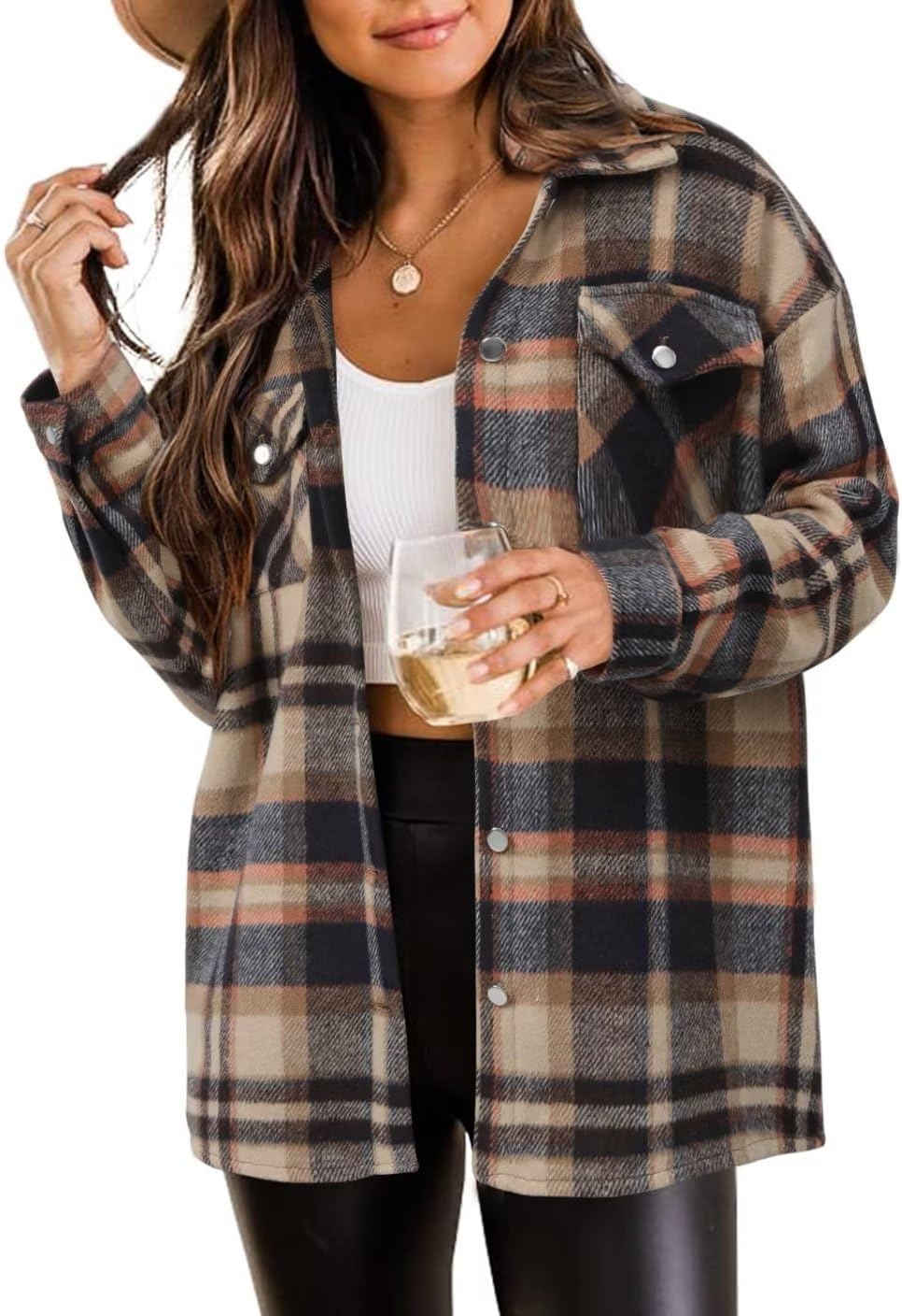 ZOLUCKY Vintage Plaid Shackets