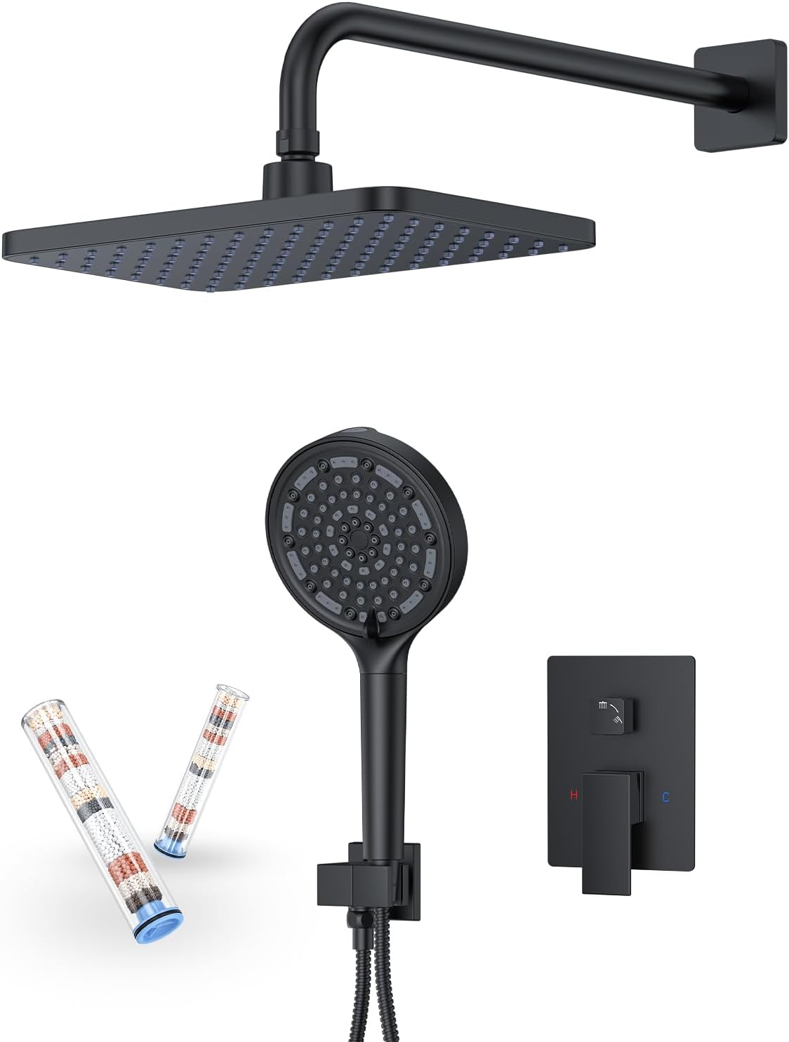Matte Black Rainfall Shower Systems