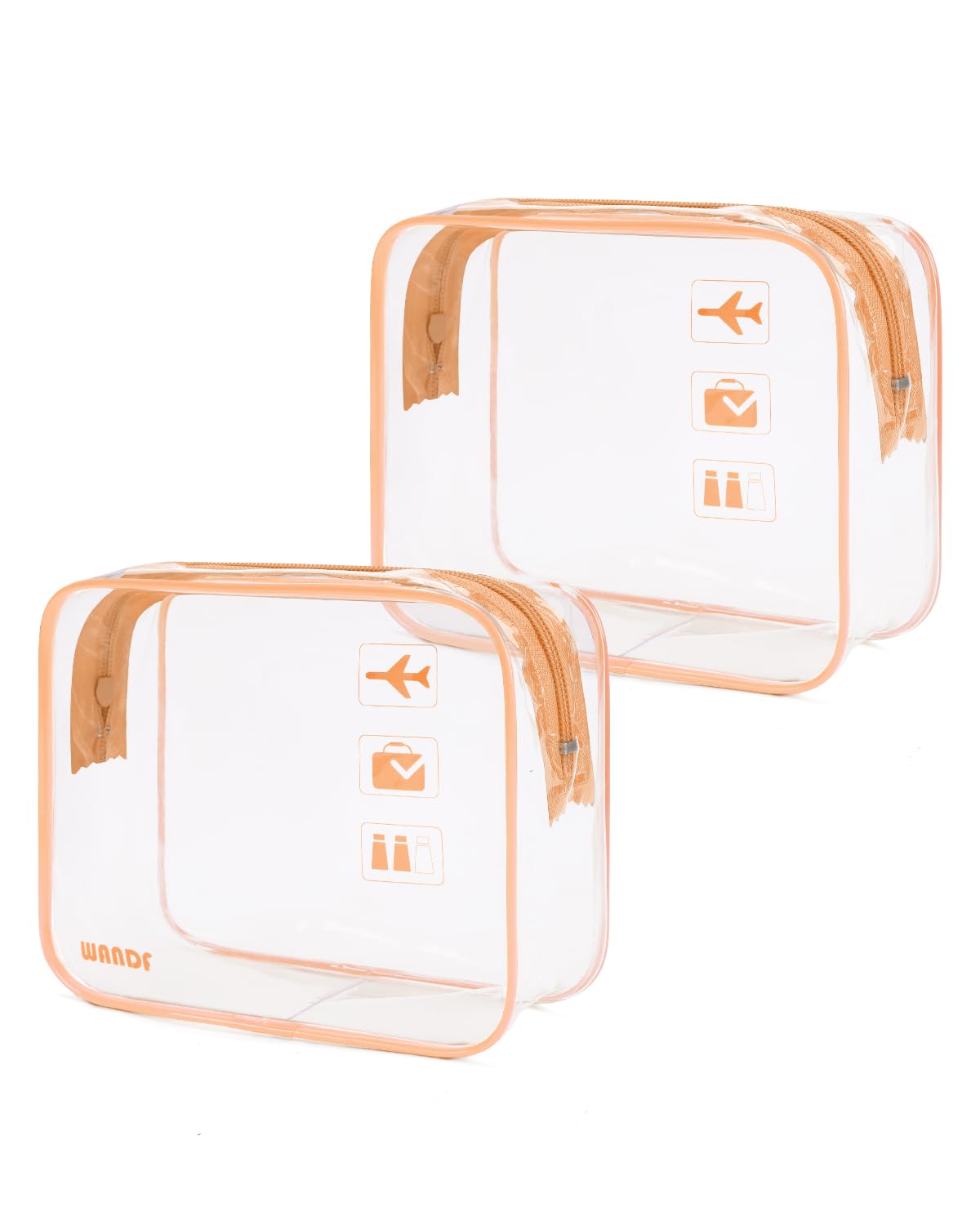 WANDF TSA Approved Toiletry Bag, 2 Pack Clear Makeup Bag