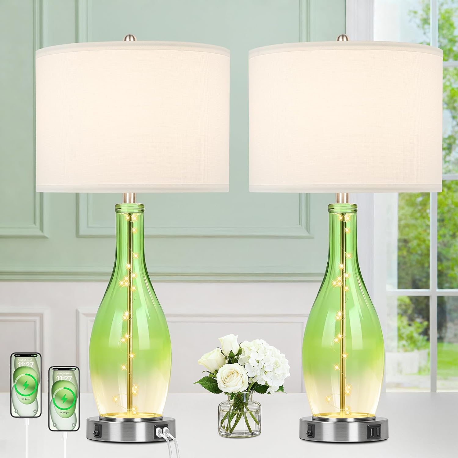 BesLowe Glass Table Lamps
