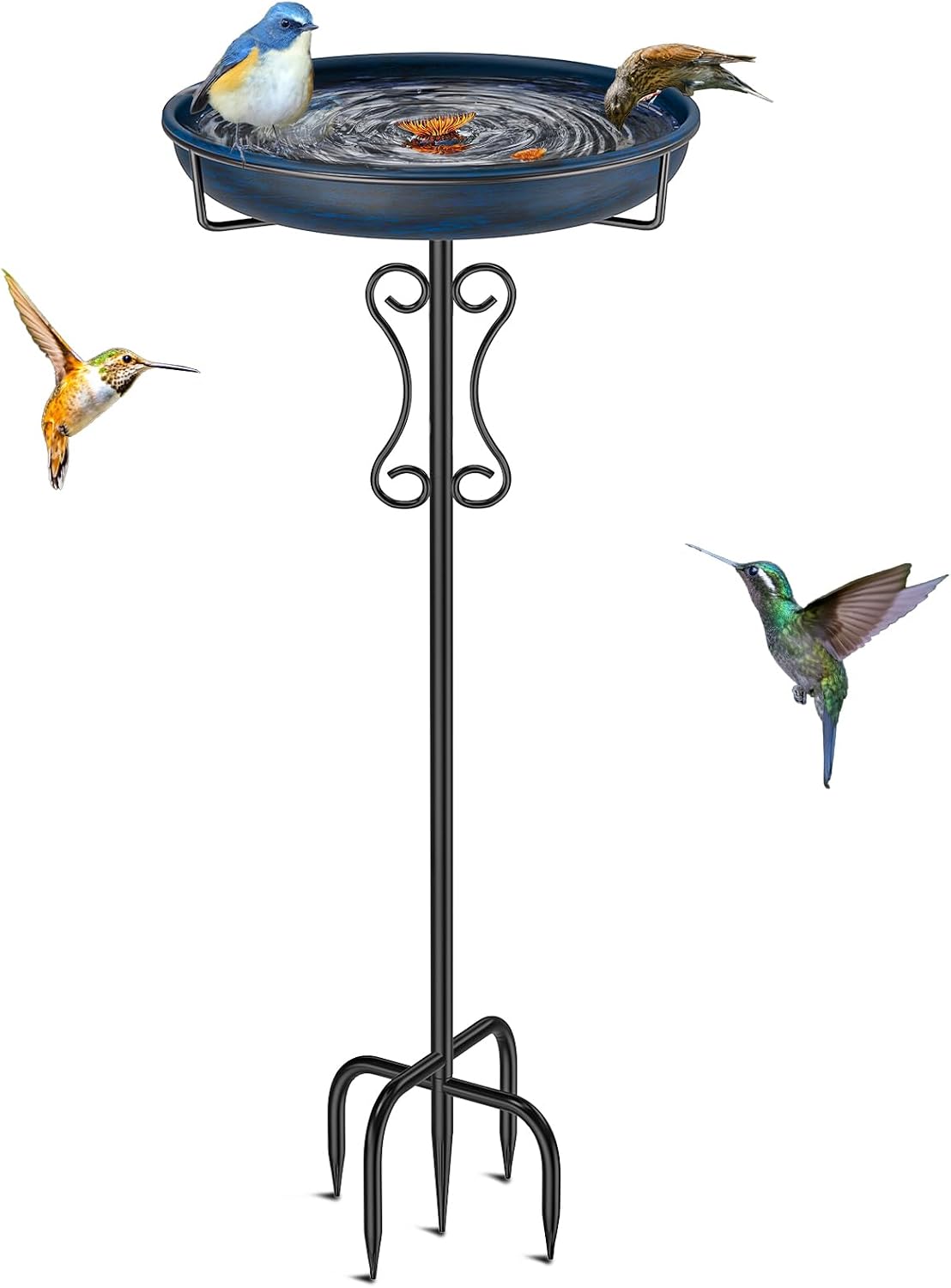 Outdoor Bird Bath, 40 Inch Birdbath for Garden Decor, Blue