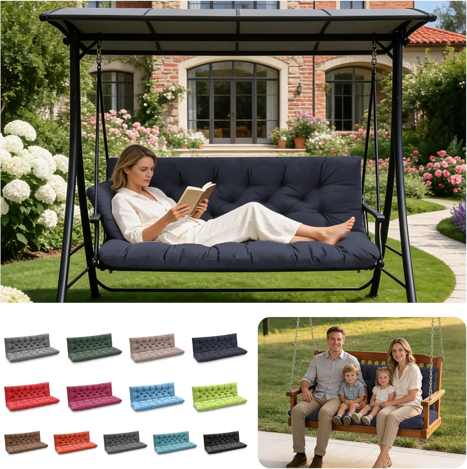Porch Swing Cushions (Navy Blue