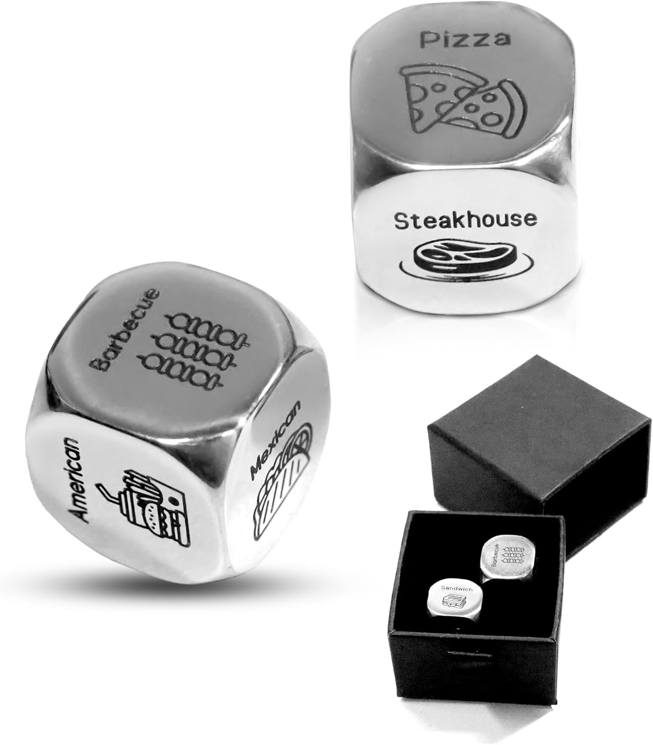 Anniversary Valentines Christmas Birthday Gift - 2 Pcs Food Decision Dice for Him Her Couples Husband Wife Boyfriend Girlfriend, Funny Date Night Stocking Stuffers for Women Men