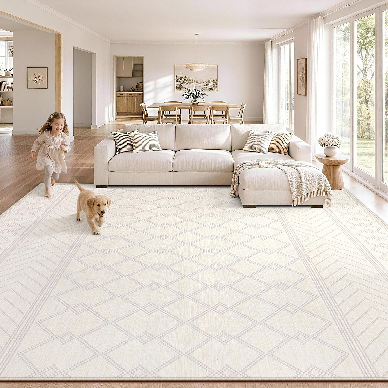 Pmtsns Washable Area Rugs (Beige