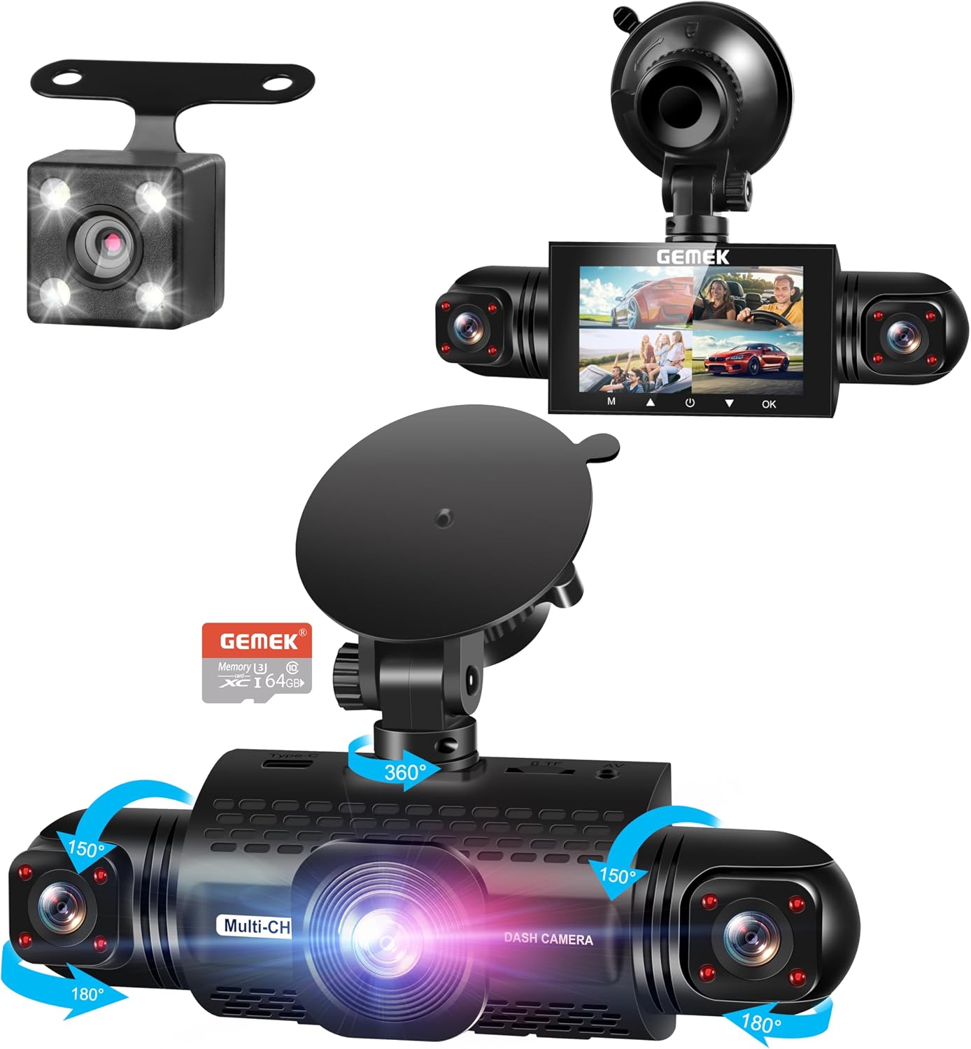 GEMEK 4-Channel Dash Cams