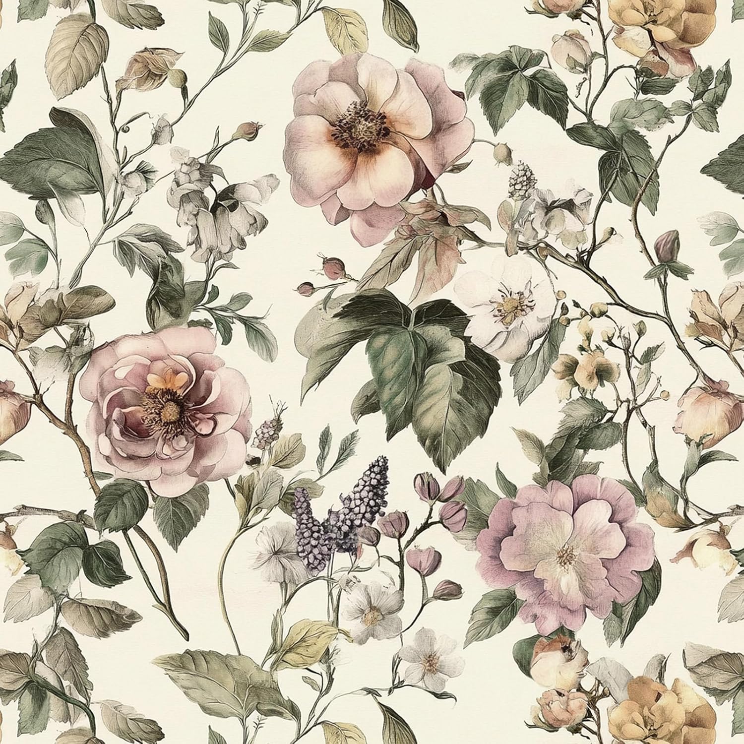 Toduso Vintage Floral Peel and Stick Wallpapers