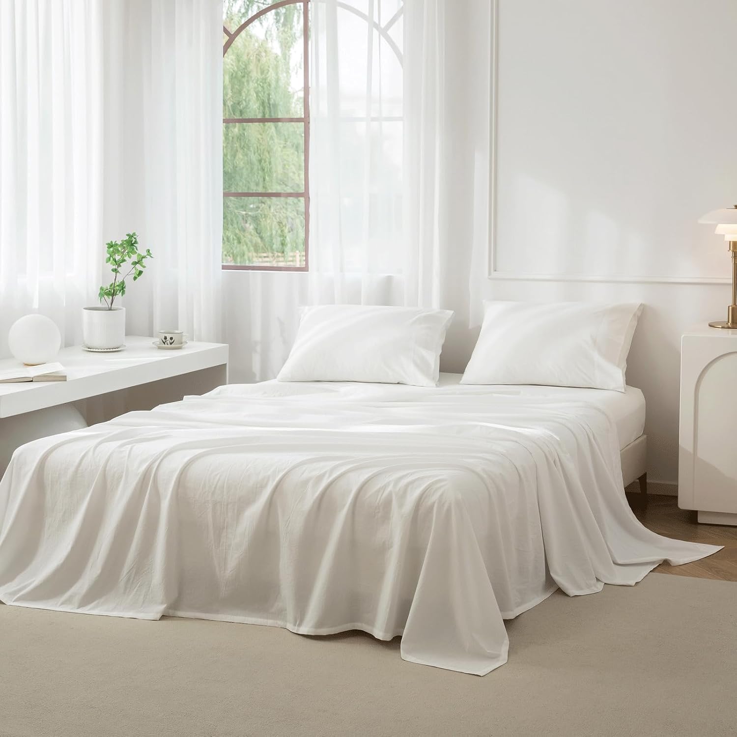 JIYUAN Twin Washed Cotton Sheets