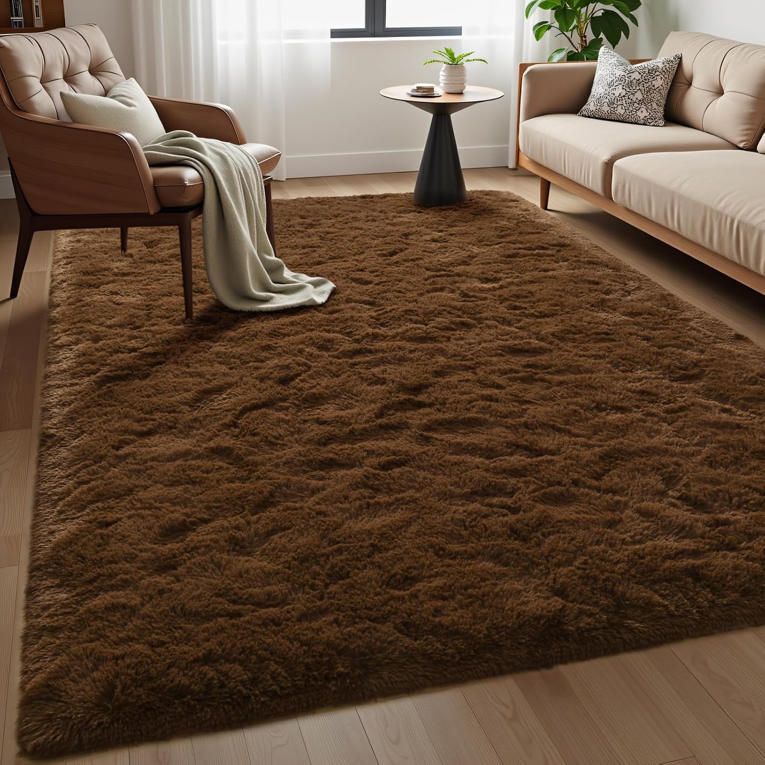 Fluffy Brown Shag Rugs (8x10