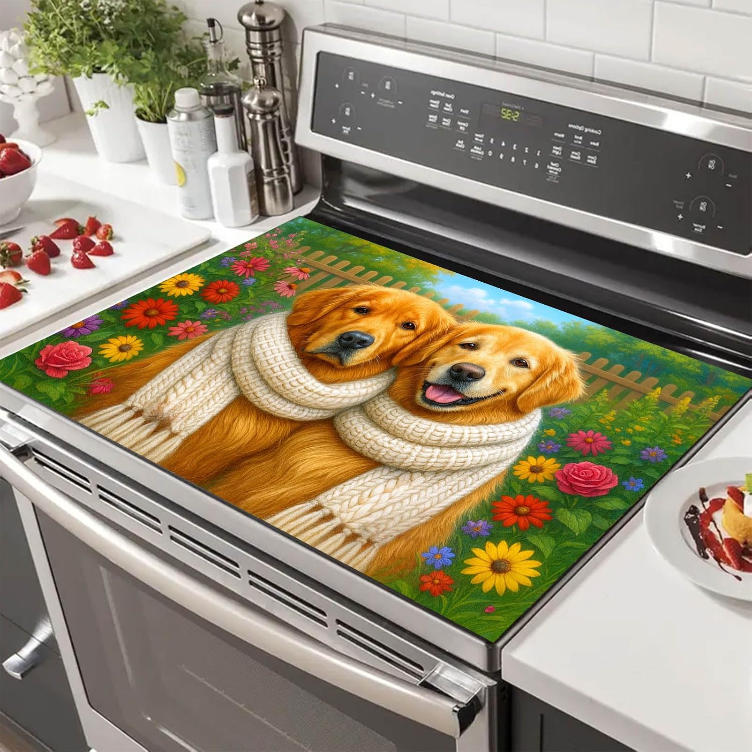 HOMETITUTE Golden Dog Stove Top Covers